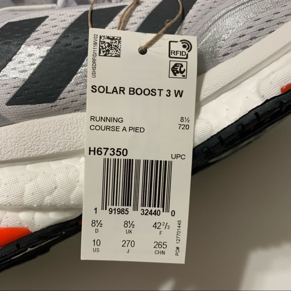 Adidas Solar Boost 3 W ￼Boost Running Dash Grey Shoes Women's Size 10 H67350 - Picture 8 of 8